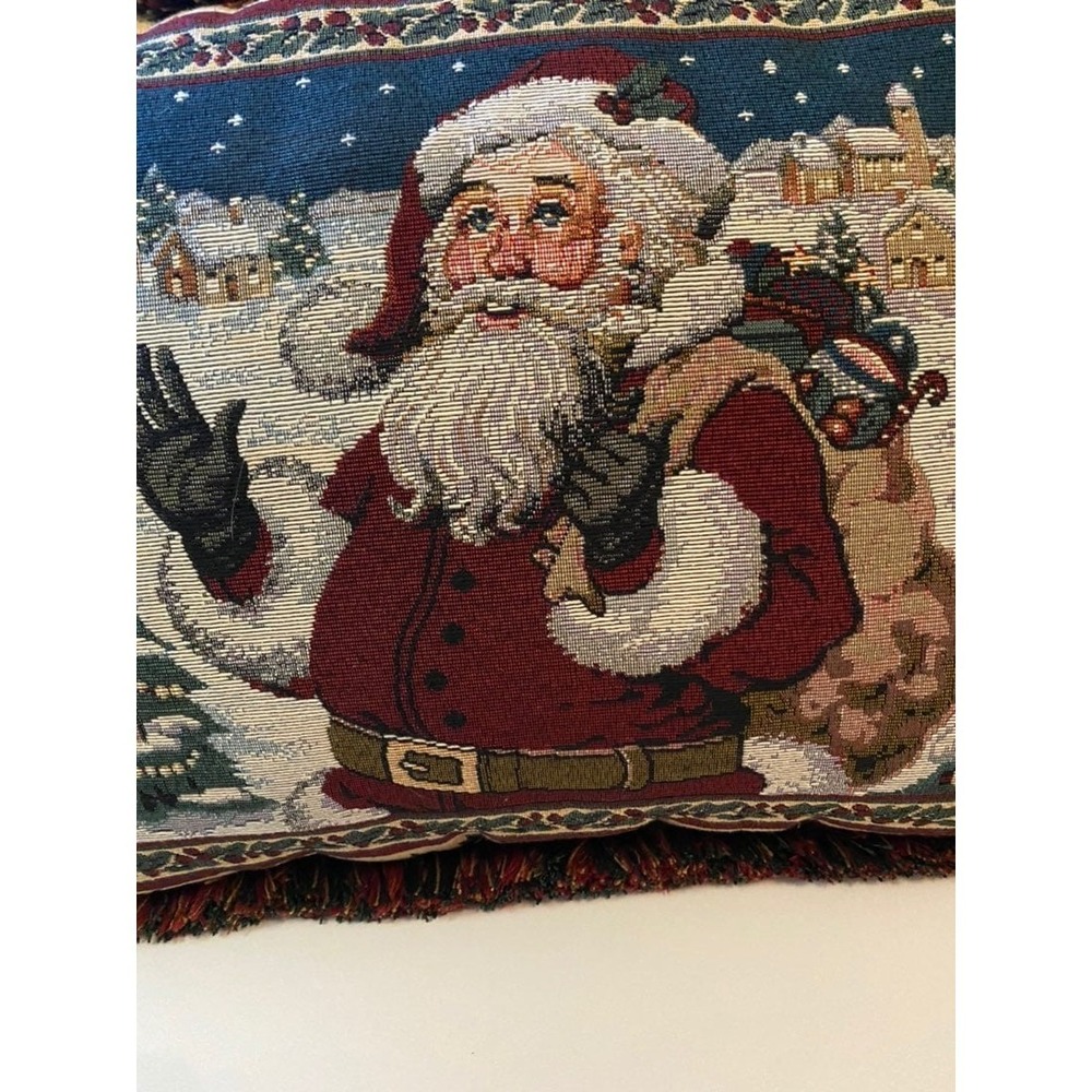 Large christmas tapestey pillow needle point - Picture 2 of 3